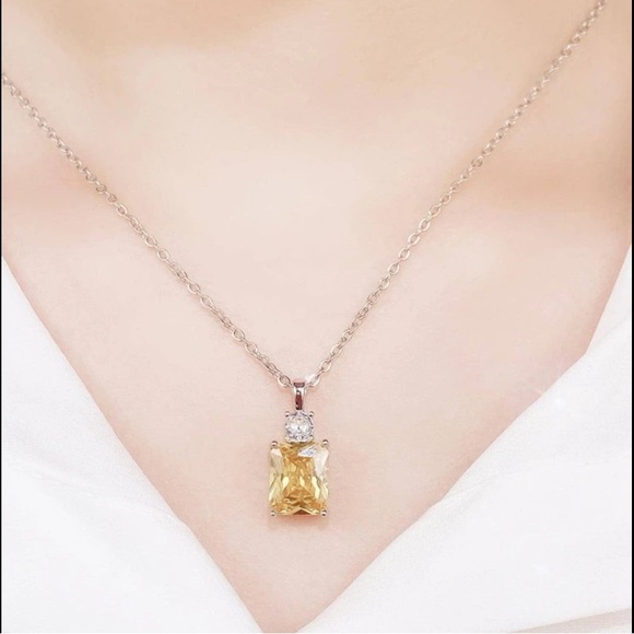 Yellow Cubic Zirconia Necklace - Picture 2 of 6